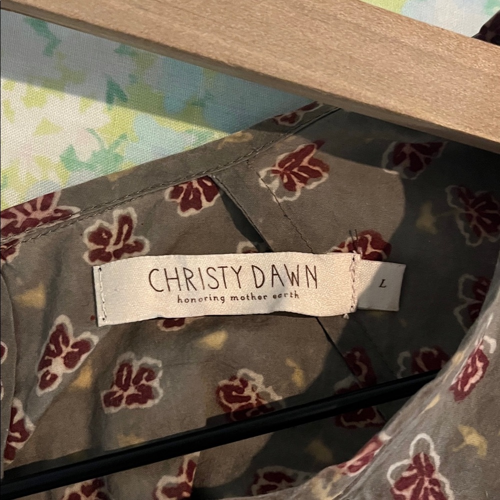Christy Dawn | The Theo Dress in Grey Poppy 100% Regenerative Cotton Boho Large - Picture 6 of 10